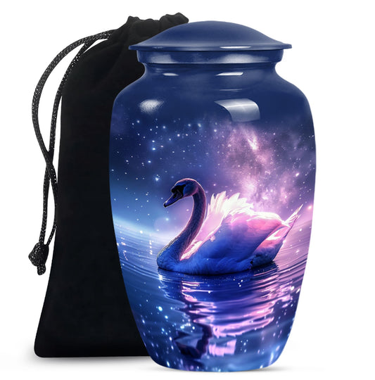 Blue Galaxy Swan Cremation Urns For Human Ashes - Urn for Mom and Dad