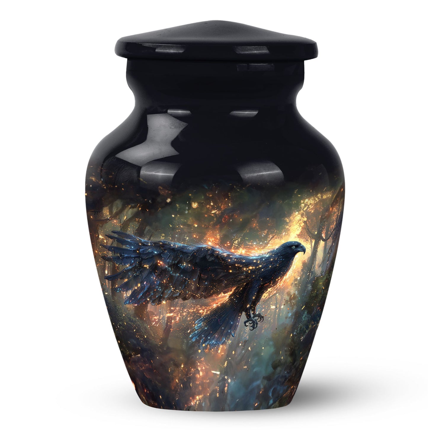 Black Personalized Eagle Cremation Urn for Adults - 10-inch, 200 cu in - Yatskia