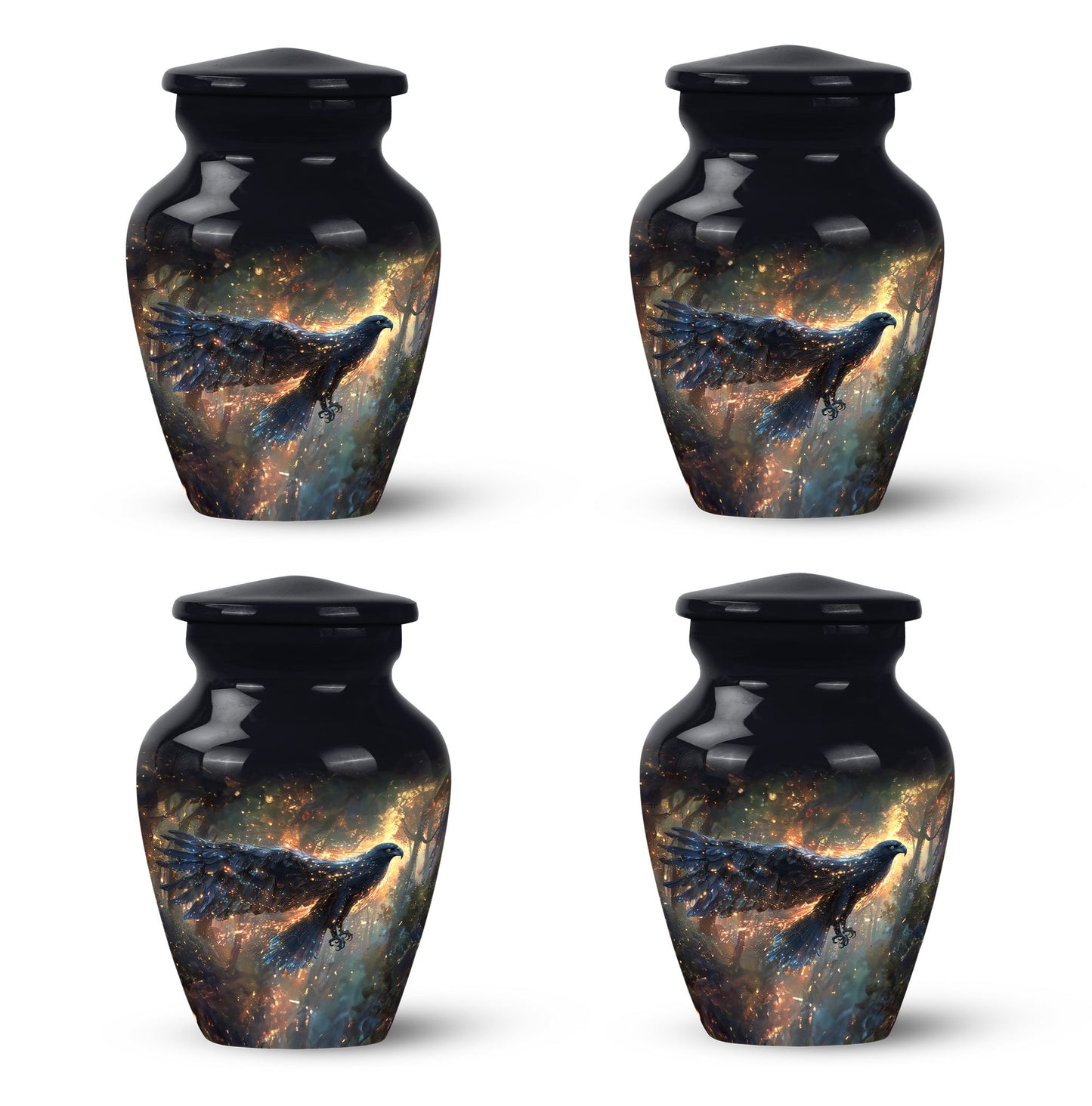 Black Personalized Eagle Cremation Urn for Adults - 10-inch, 200 cu in - Yatskia