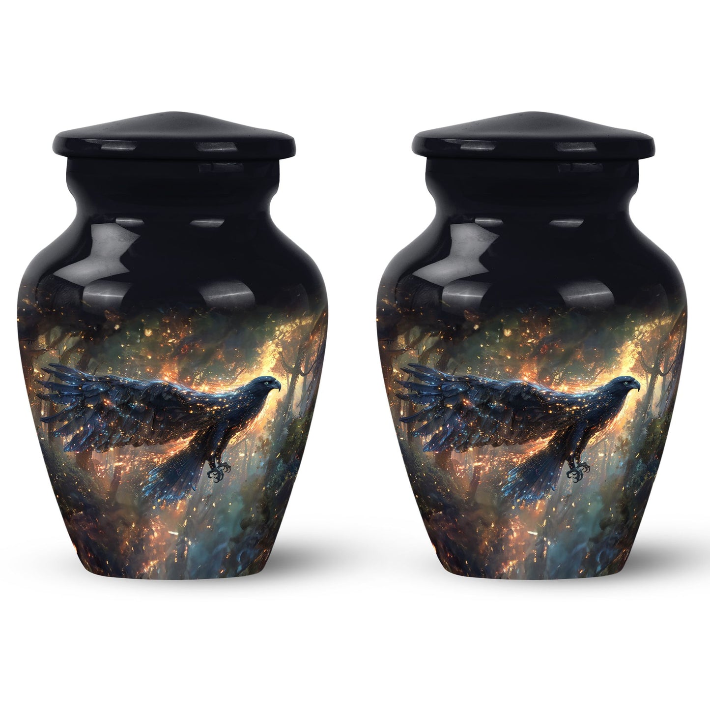 Black Personalized Eagle Cremation Urn for Adults - 10-inch, 200 cu in - Yatskia