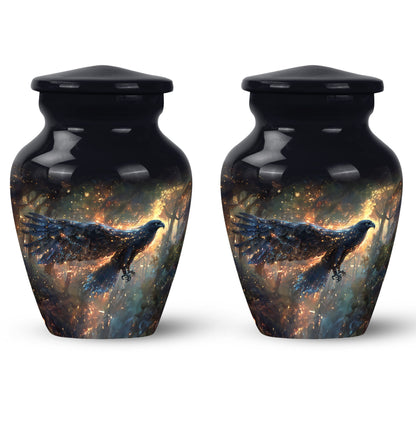 Black Personalized Eagle Cremation Urn for Adults - 10-inch, 200 cu in - Yatskia