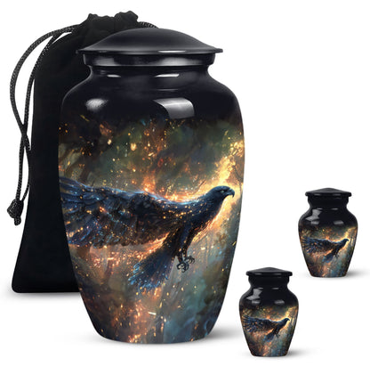 Black Personalized Eagle Cremation Urn for Adults - 10-inch, 200 cu in - Yatskia