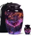 Purple Owl Cremation Urn for Human Ashes - Memorial Urn for Burial