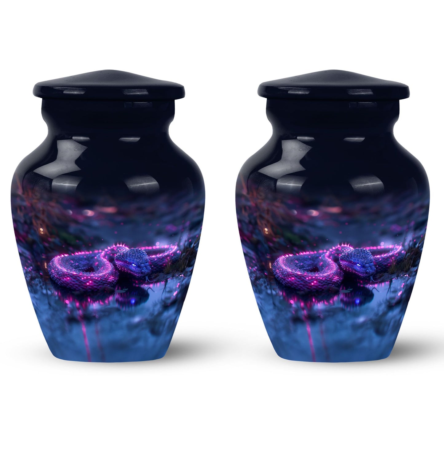 Purple Personalized Snake Cremation Urn for Adults - 10-inch, 200 cu in - Yatskia