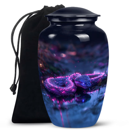 Purple Personalized Snake Cremation Urn for Adults - 10-inch, 200 cu in - Yatskia