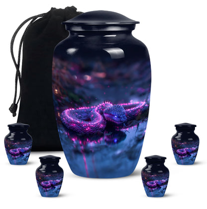 Purple Personalized Snake Cremation Urn for Adults - 10-inch, 200 cu in - Yatskia