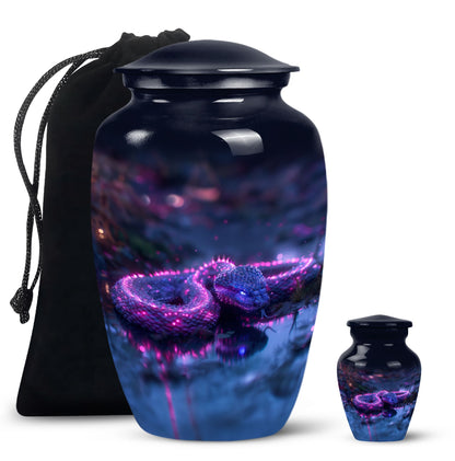 Purple Personalized Snake Cremation Urn for Adults - 10-inch, 200 cu in - Yatskia