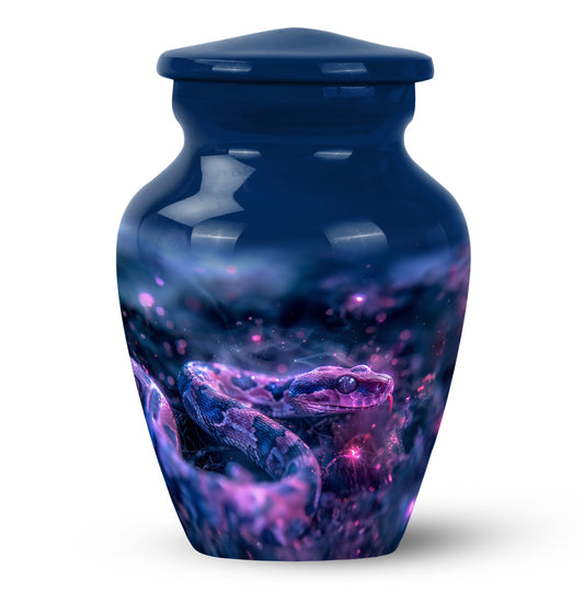 Blue Personalized Snake Cremation Urn for Human Ashes - 10-inch, 200 cu in - Yatskia