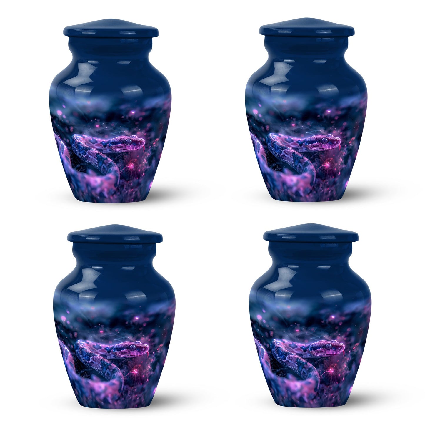 Blue Personalized Snake Cremation Urn for Human Ashes - 10-inch, 200 cu in - Yatskia