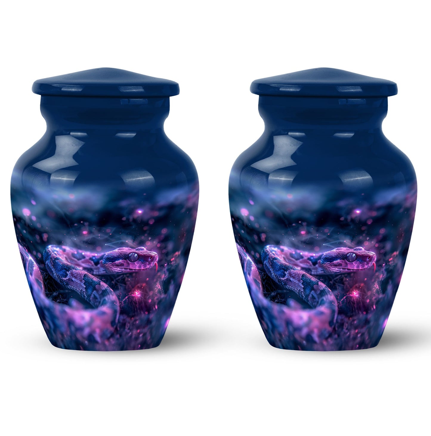 Blue Personalized Snake Cremation Urn for Human Ashes - 10-inch, 200 cu in - Yatskia