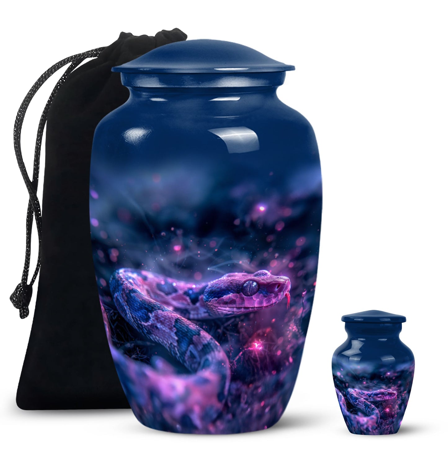 Blue Personalized Snake Cremation Urn for Human Ashes - 10-inch, 200 cu in - Yatskia