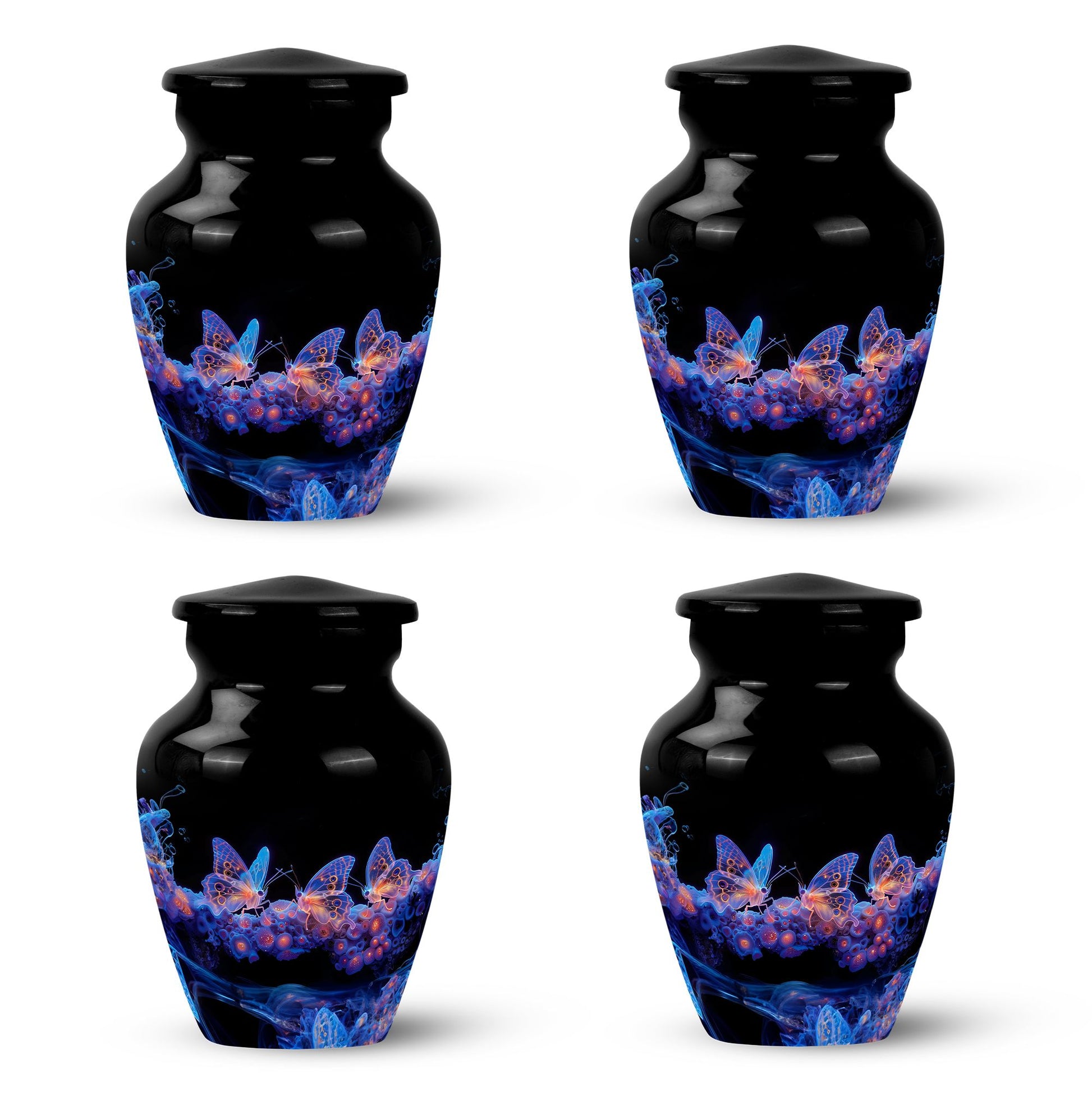 Neon Butterfly Nebula Black Urns - Butterfly Urns For Memorial