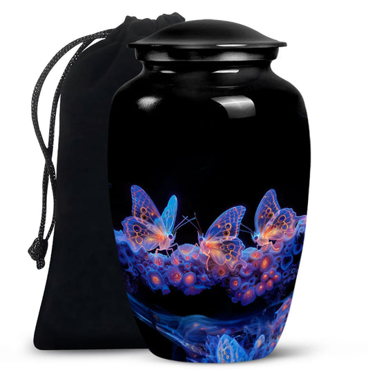 Neon Butterfly Nebula Black Urns - Butterfly Urns For Memorial