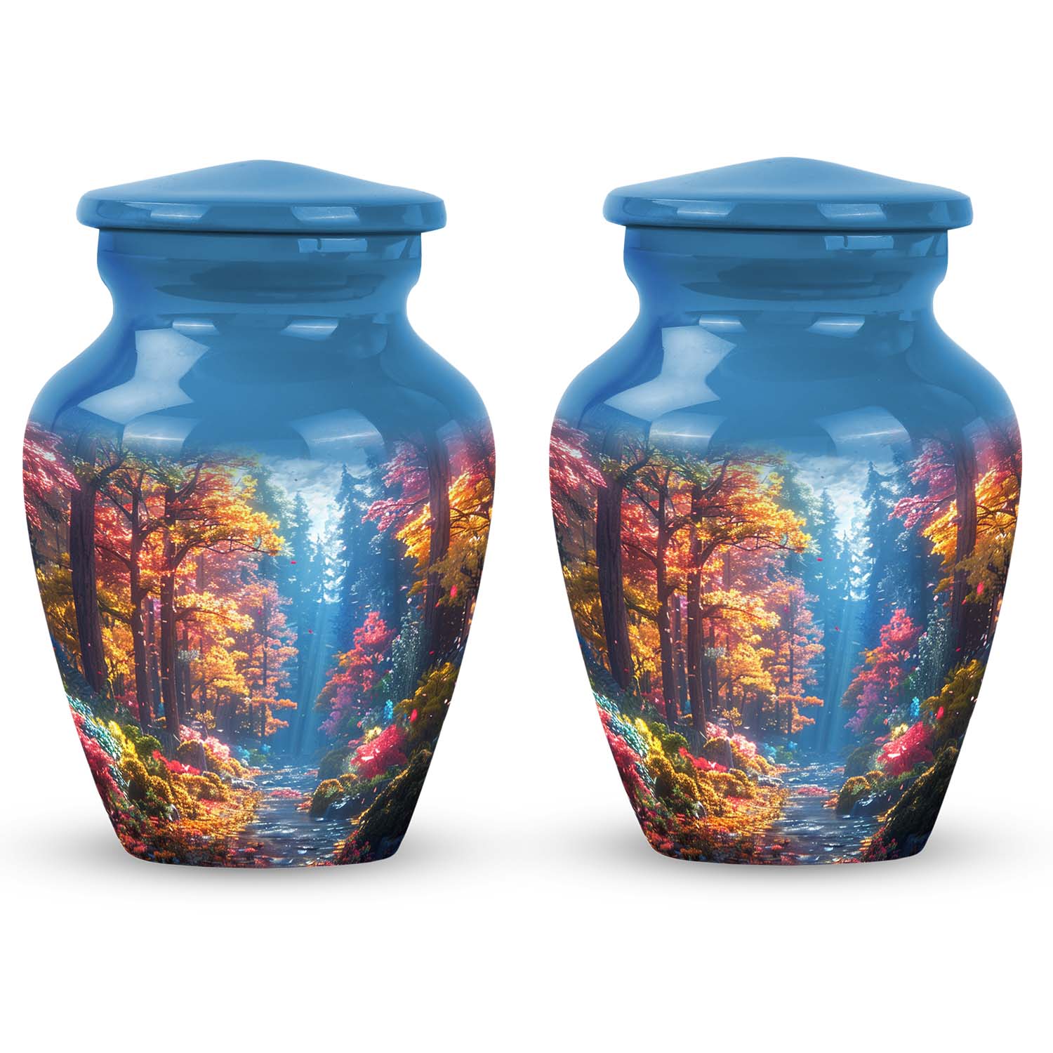 Beautiful Forest Cremation Urn - Large Decorative Urn For Human Ashes