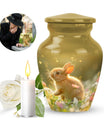Golden Bunny Memorial Urn For Ashes - Rabbit Urns Funeral Large Urns