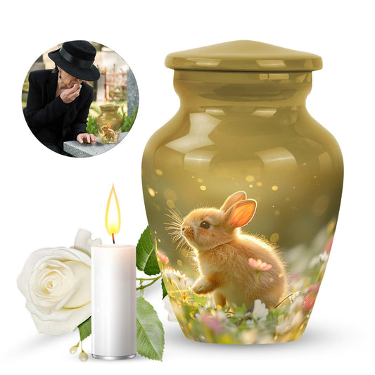 Personalized Rabbit Memorial Urn for Pet Ashes - 10-inch, 200 cu in - Yatskia