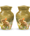 Golden Bunny Memorial Urn For Ashes - Rabbit Urns Funeral Large Urns