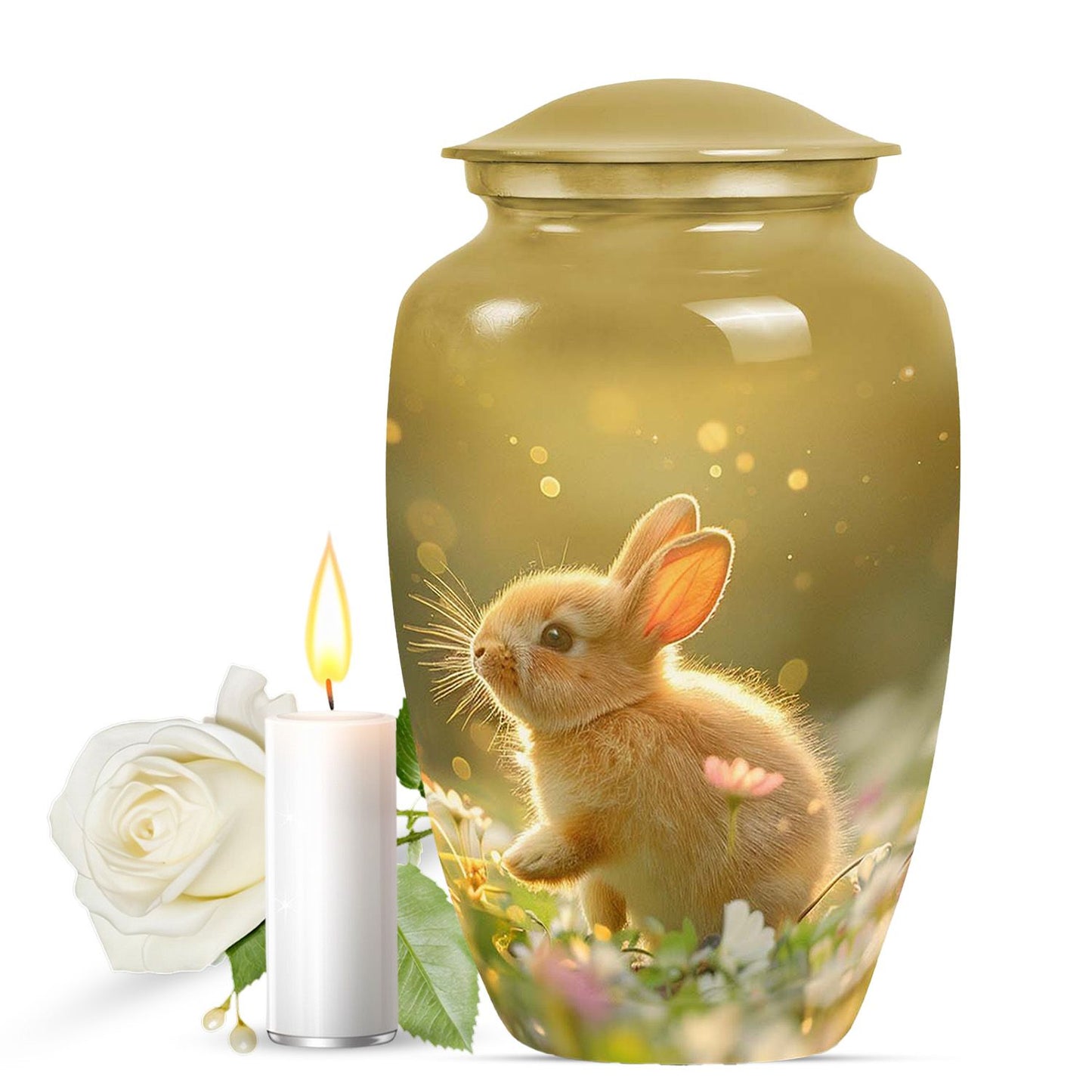 Personalized Rabbit Memorial Urn for Pet Ashes - 10-inch, 200 cu in - Yatskia