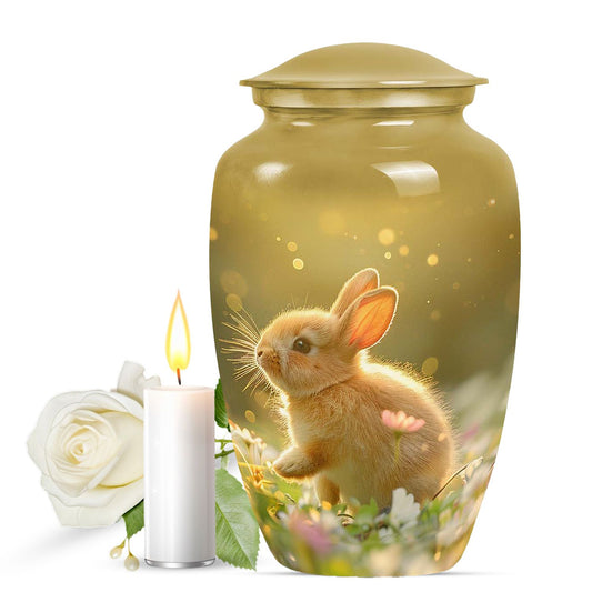 Golden Bunny Memorial Urn For Ashes - Rabbit Urns Funeral Large Urns