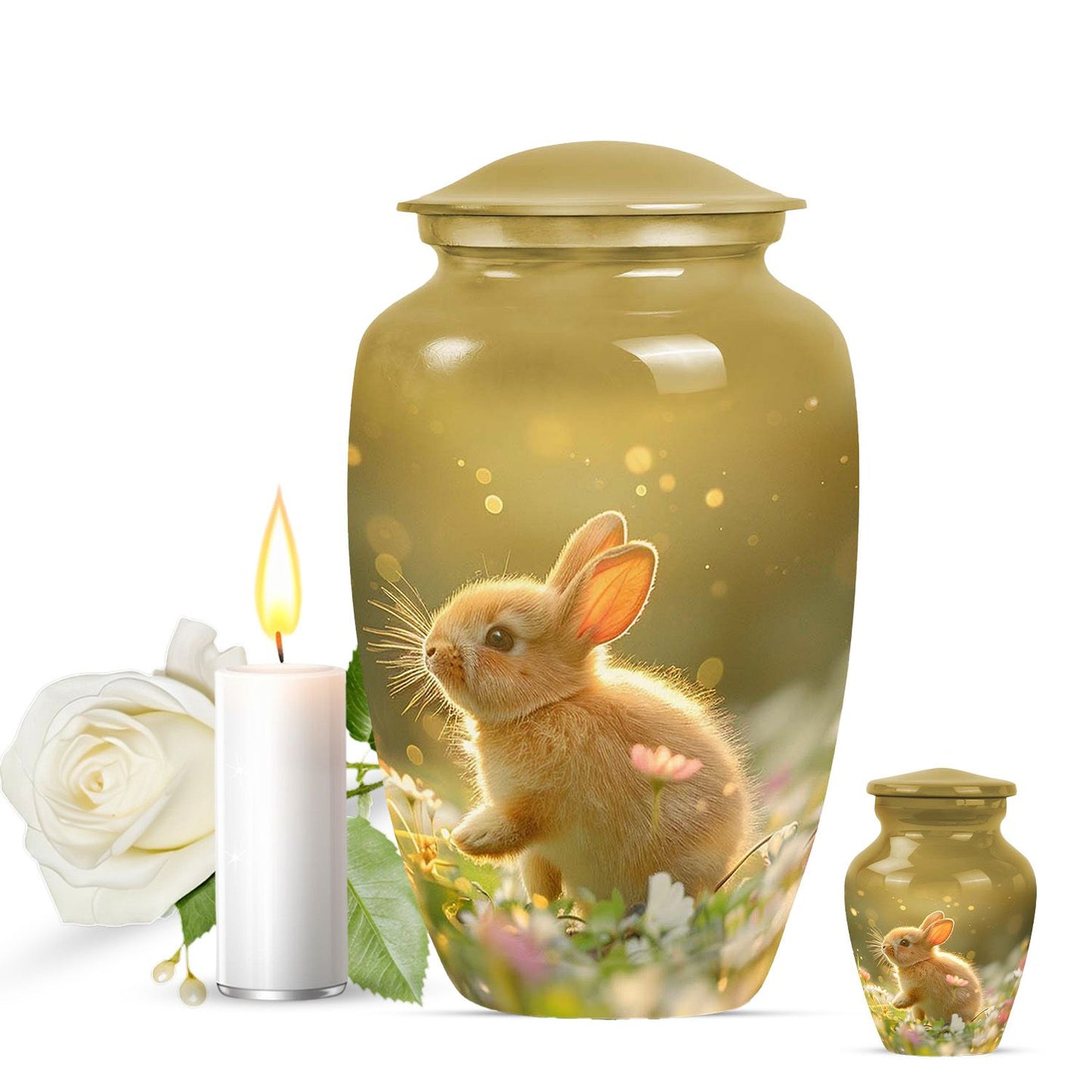 Personalized Rabbit Memorial Urn for Pet Ashes - 10-inch, 200 cu in - Yatskia