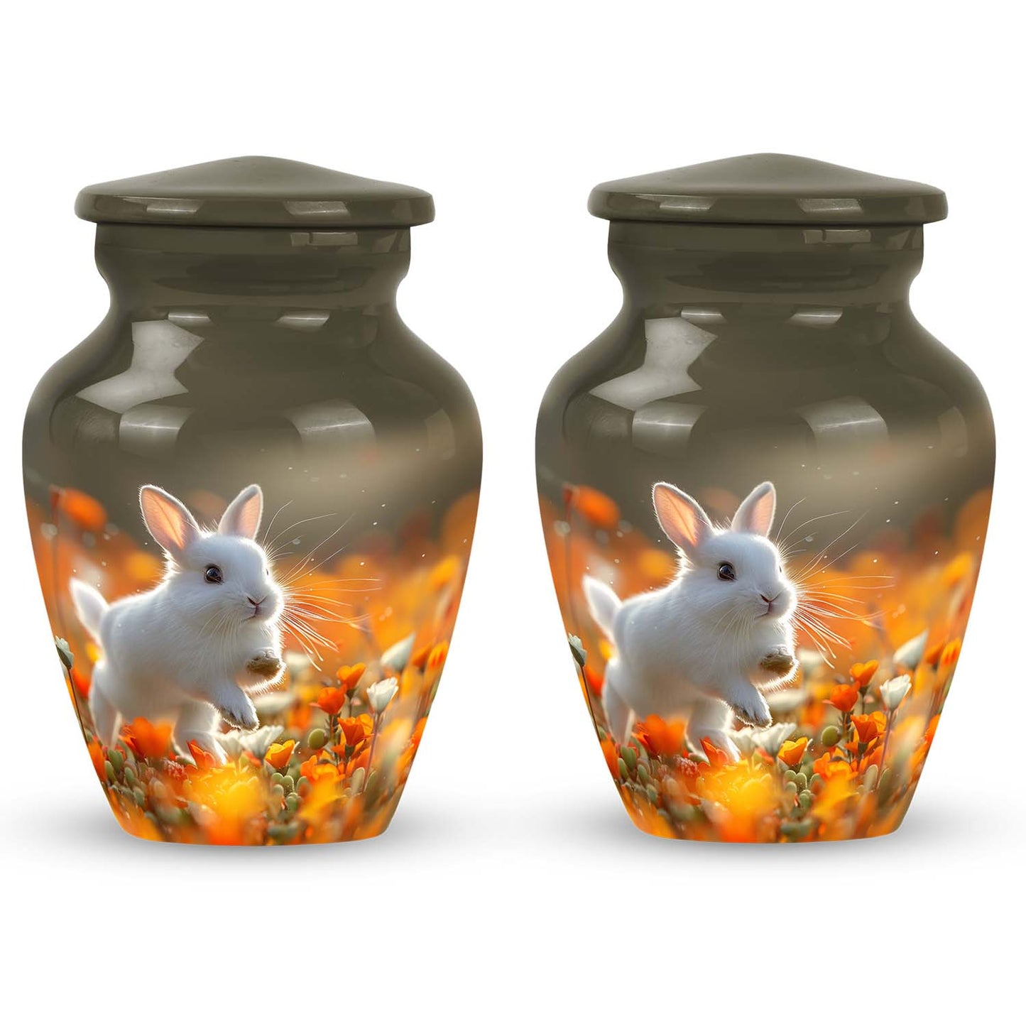White Personalized Rabbit Cremation Urn for Pet Ashes - 10-inch, 200 cu in - Yatskia