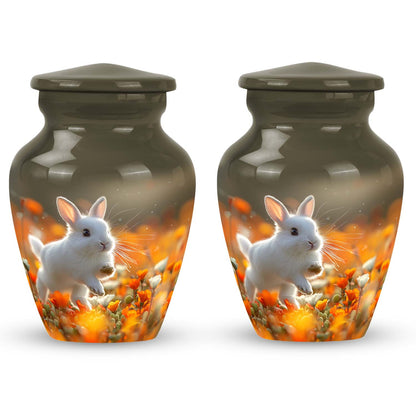 White Personalized Rabbit Cremation Urn for Pet Ashes - 10-inch, 200 cu in - Yatskia