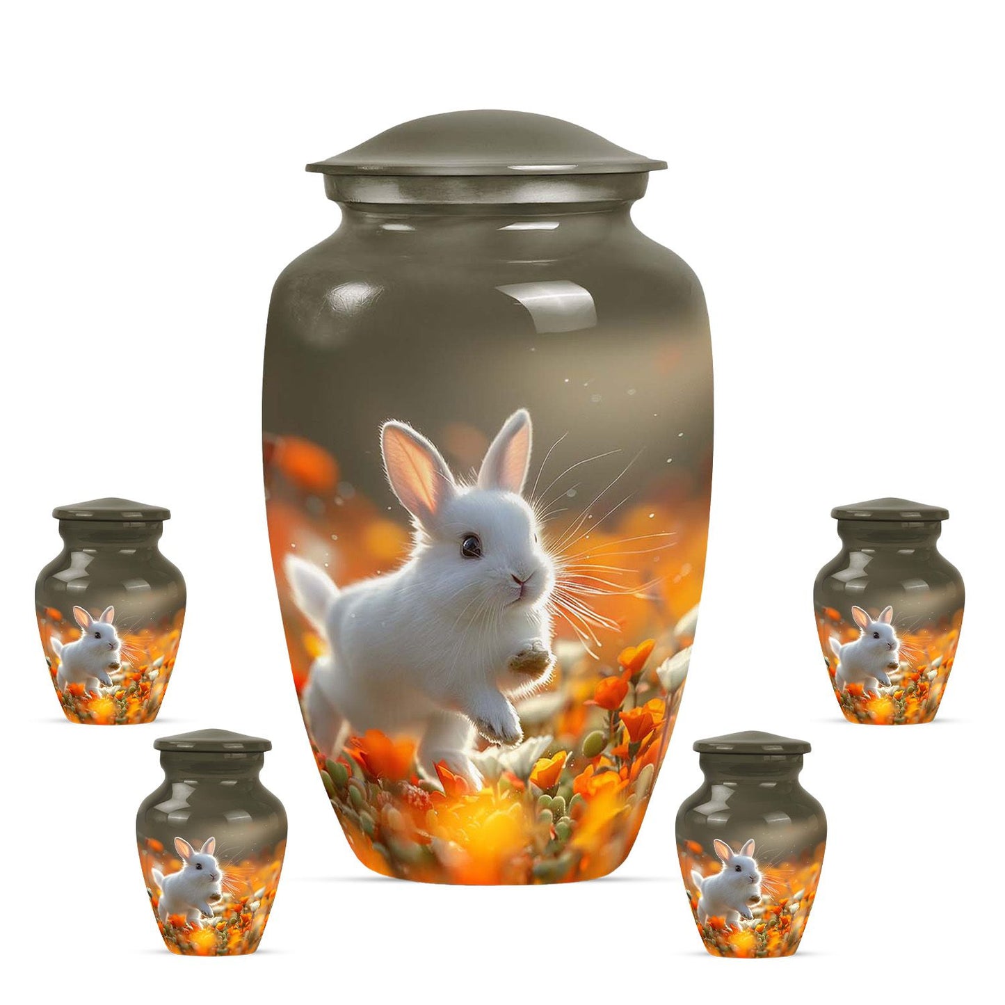 White Personalized Rabbit Cremation Urn for Pet Ashes - 10-inch, 200 cu in - Yatskia