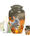 White Bunny Memorial Urn - Rabbit Funeral Large Cremation Urns For Women