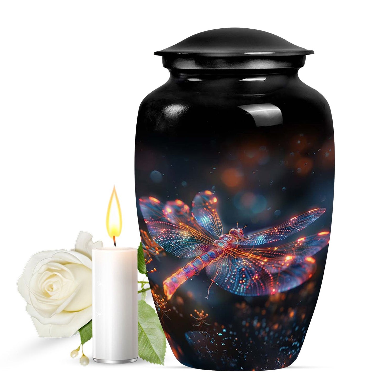 Personalized Dragonfly Cremation Urn for Human Ashes - 10-inch, 200 cu in - Yatskia