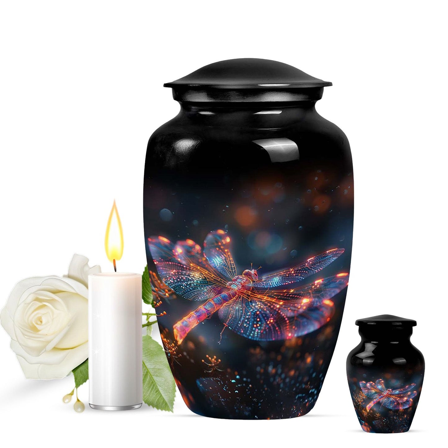 Personalized Dragonfly Cremation Urn for Human Ashes - 10-inch, 200 cu in - Yatskia