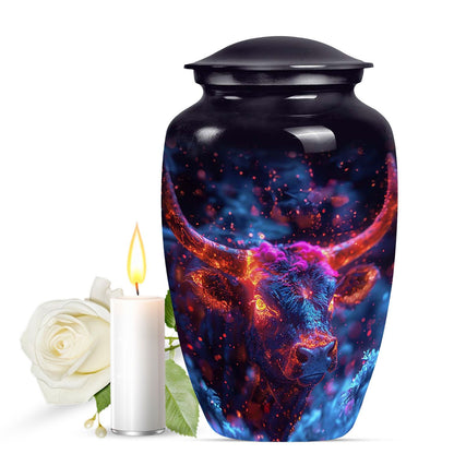 Personalized Bull Cremation Urn for Men - 10-inch, 200 cu in - Yatskia
