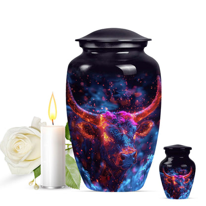 Personalized Bull Cremation Urn for Men - 10-inch, 200 cu in - Yatskia