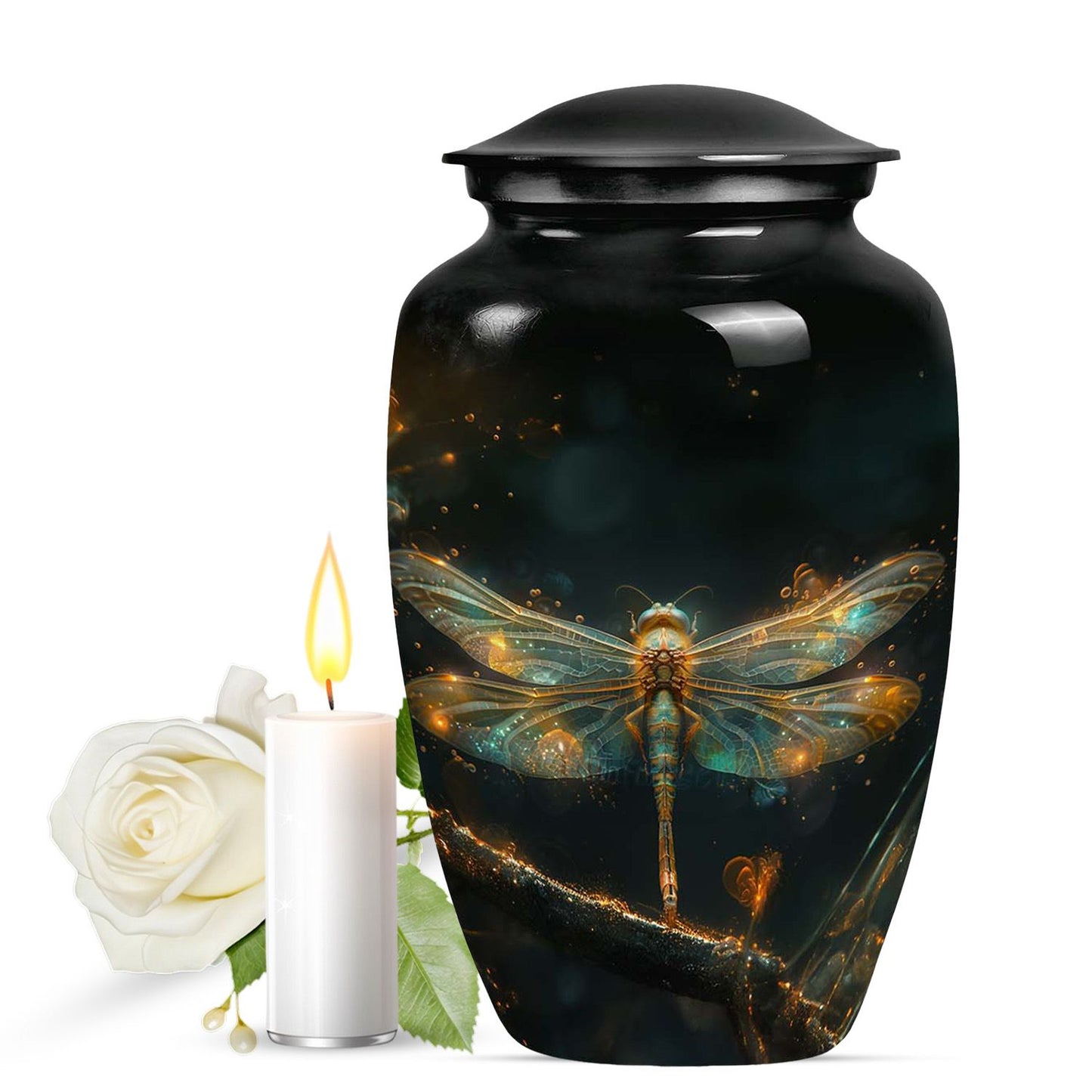 Personalized Dragonfly Keepsake Urn for Women - 10-inch, 200 cu in - Yatskia