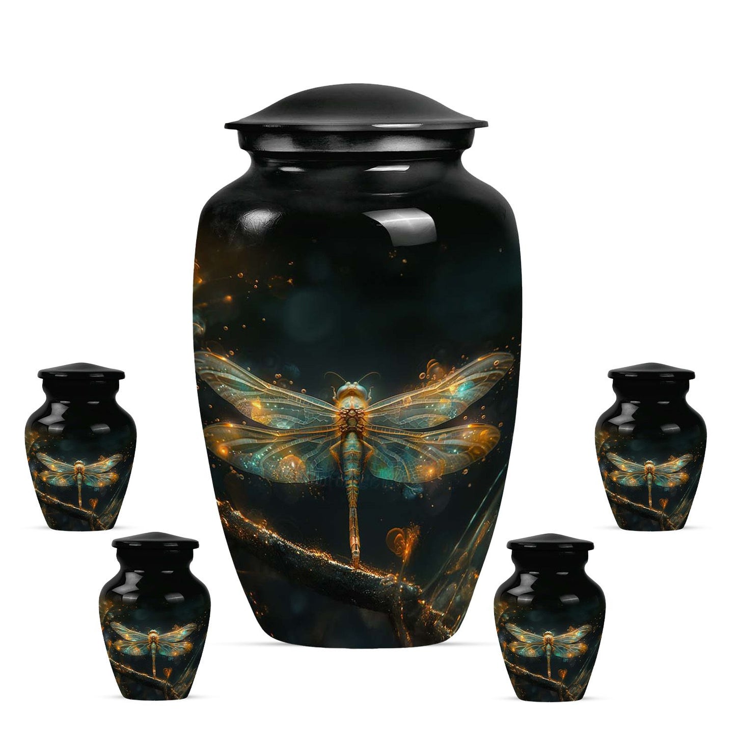 Personalized Dragonfly Keepsake Urn for Women - 10-inch, 200 cu in - Yatskia