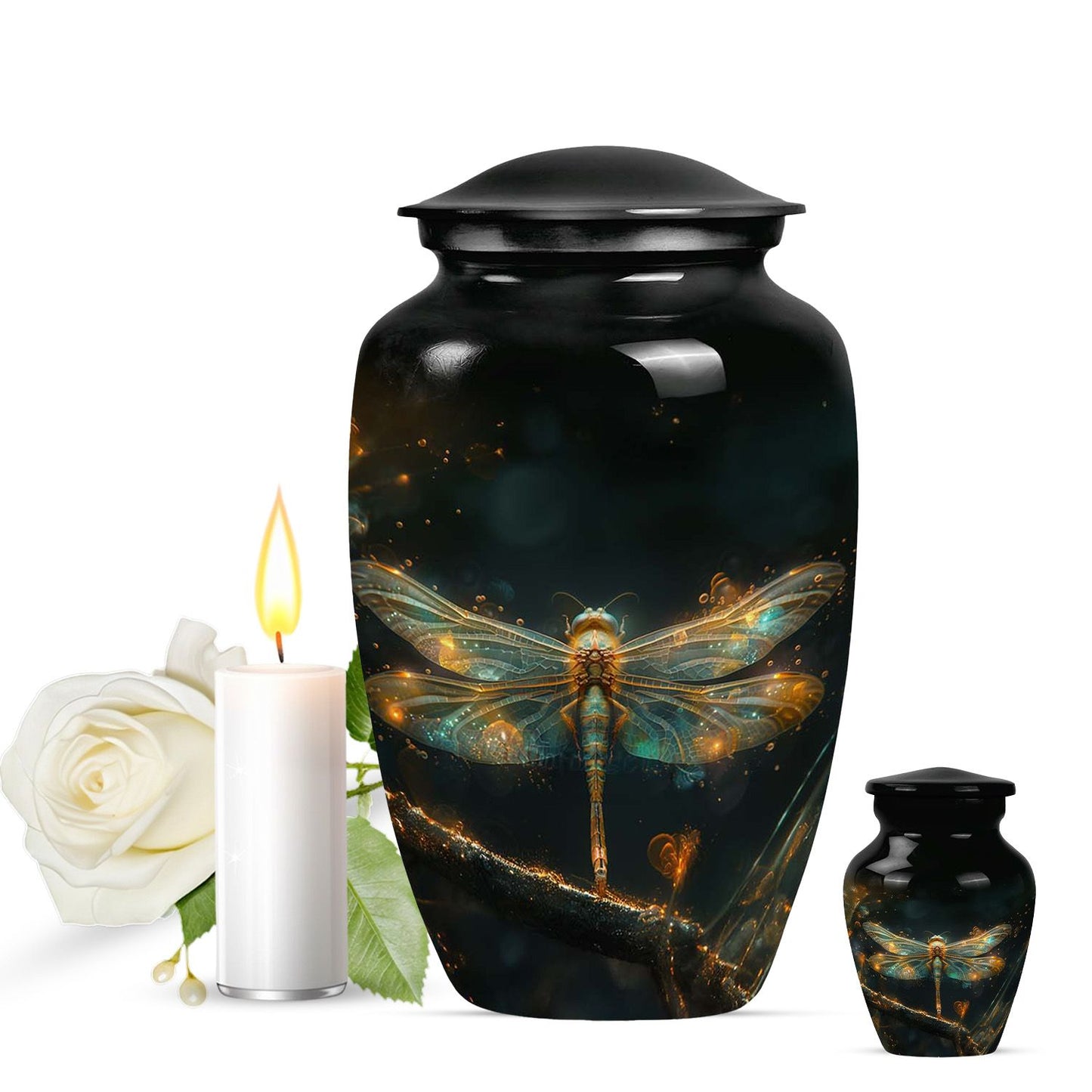 Personalized Dragonfly Keepsake Urn for Women - 10-inch, 200 cu in - Yatskia