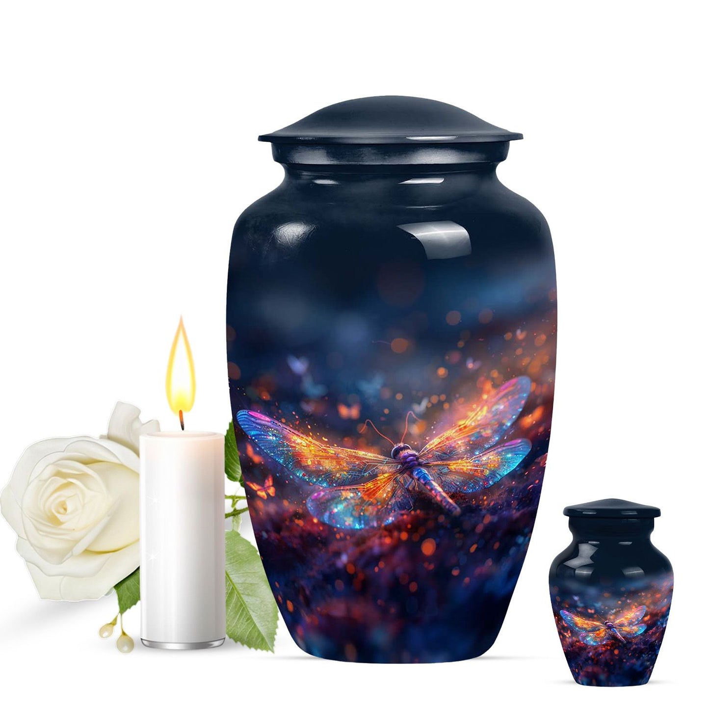 Personalized Dragonfly Cremation Urn for Human Ashes - 10-inch, 200 cu in - Yatskia
