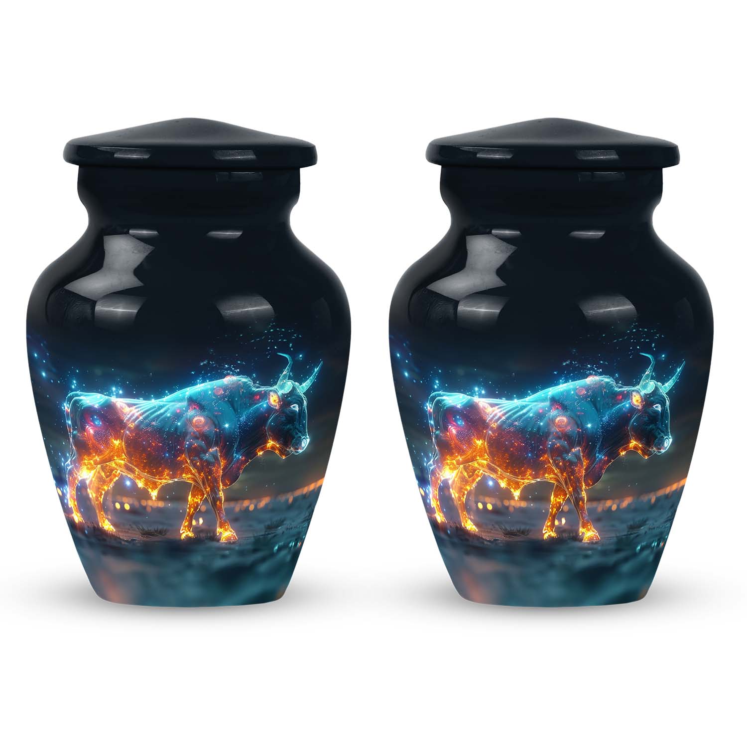 Stellar Taurus Glowing Urn - Bull Urn Memorial For Men & Women