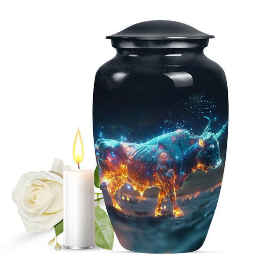 Stellar Taurus Glowing Urn - Bull Urn Memorial For Men & Women