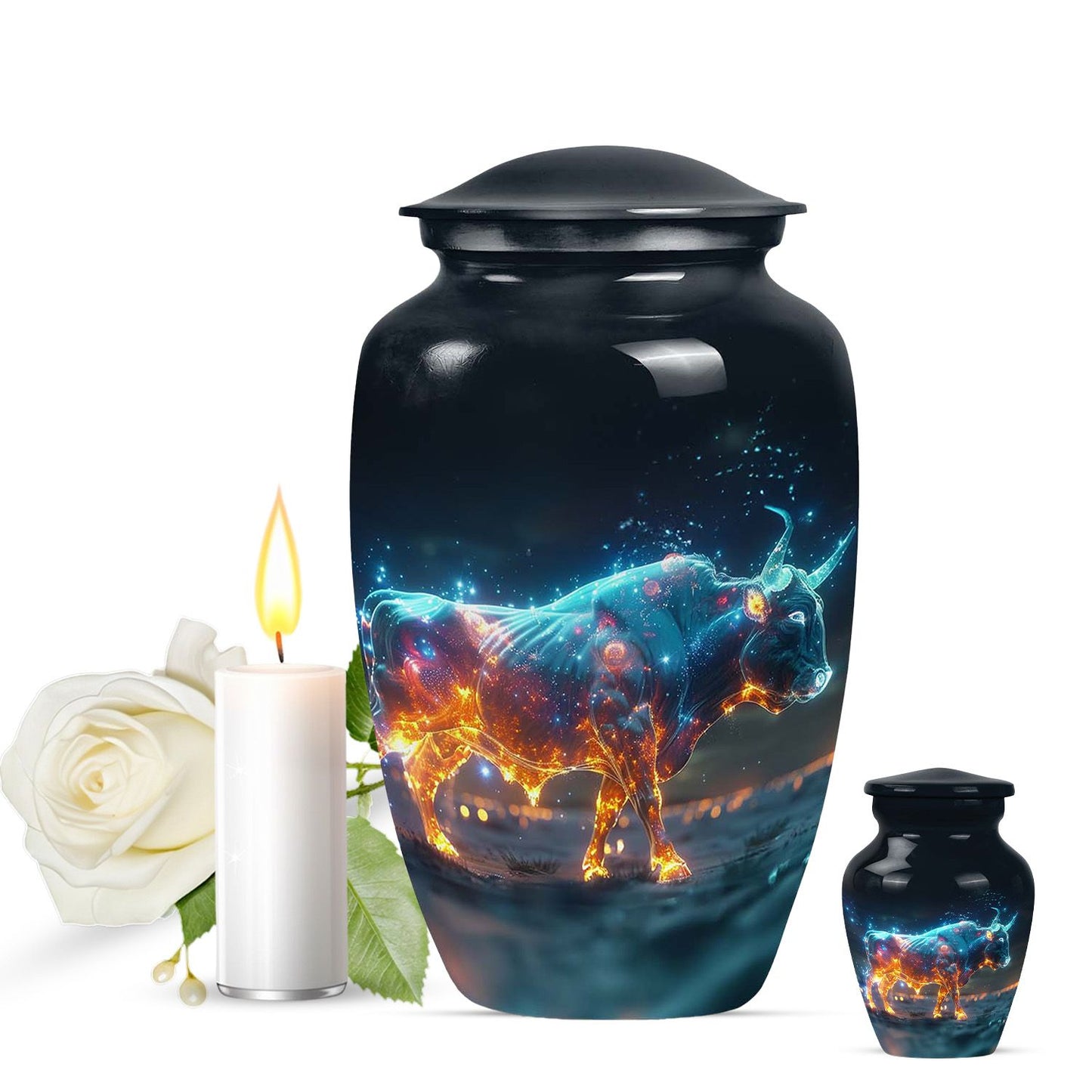 Personalized Bull Memorial Urn for Men & Women - 10-inch, 200 cu in - Yatskia