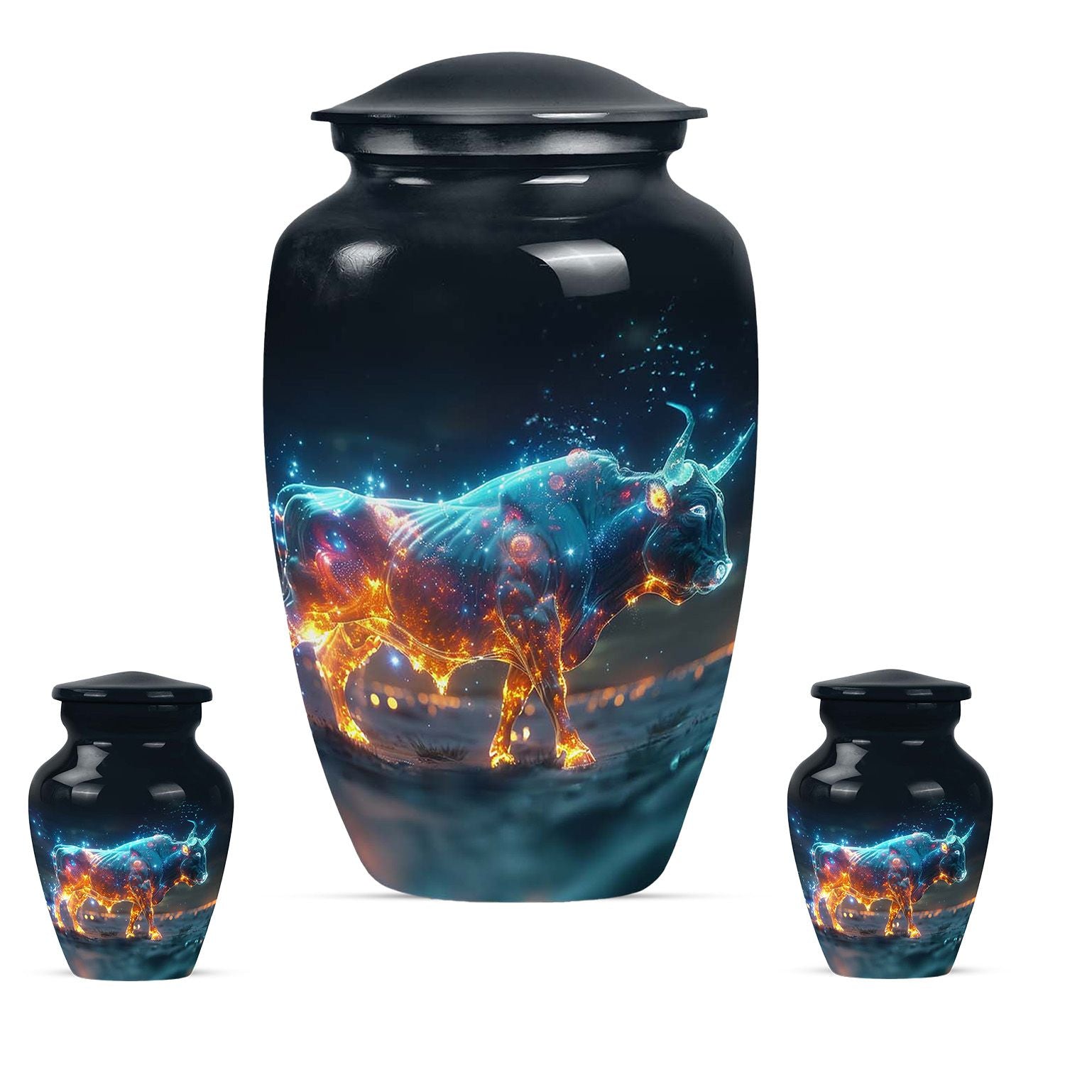 Stellar Taurus Glowing Urn - Bull Urn Memorial For Men & Women