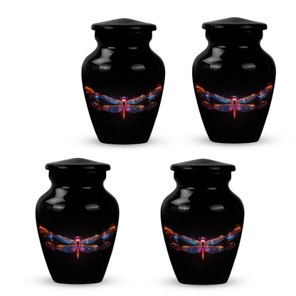 Black Personalized Dragonfly Cremation Urn for Women - 10-inch, 200 cu in - Yatskia