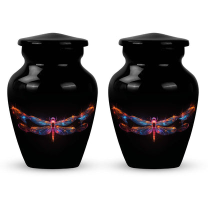Black Personalized Dragonfly Cremation Urn for Women - 10-inch, 200 cu in - Yatskia