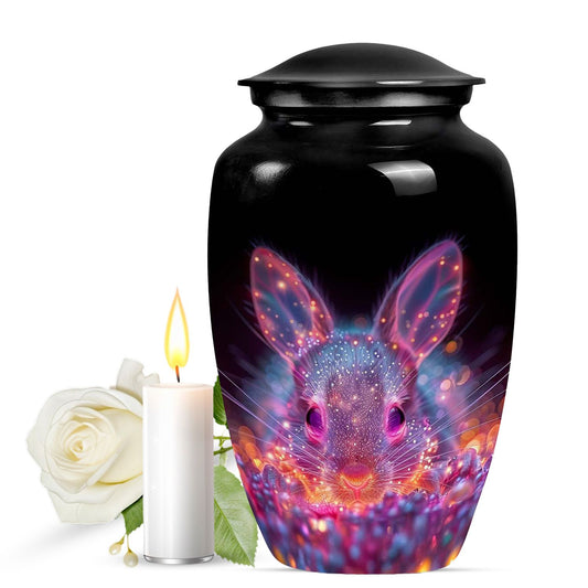Ethereal Glowing Rabbit Memorial Urn - Pink Bunny Cremation Urn for Ashes
