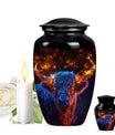 Fiery Horn Bull Memorial Urn For Ashes - Bull Cremation Ashes Urns