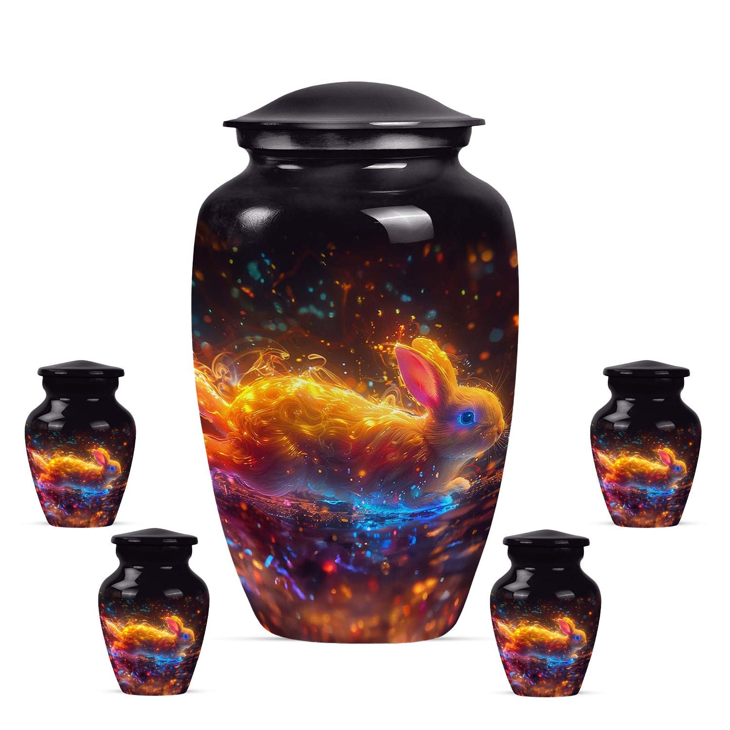 Fiery Rabbit Cremation Ashes Urn - Glowing Bunny Cremation Urns For Sale