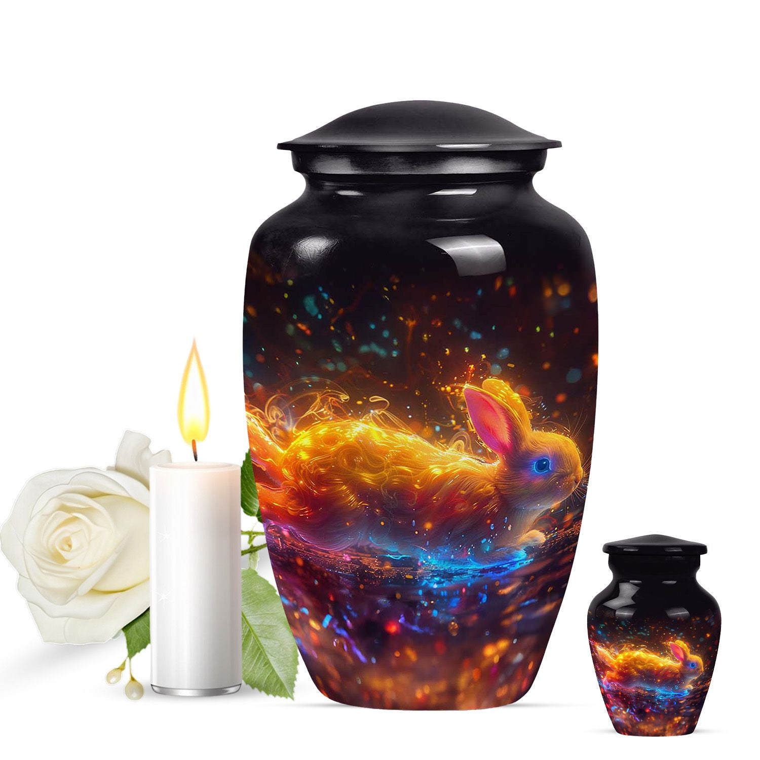 Fiery Rabbit Cremation Ashes Urn - Glowing Bunny Cremation Urns For Sale