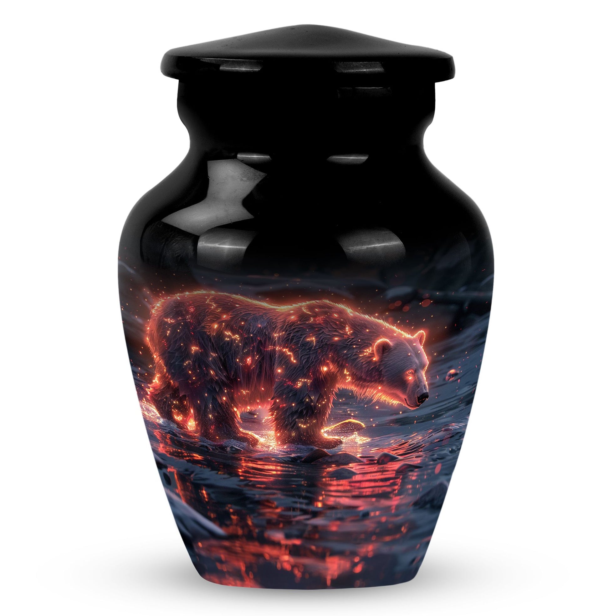 Fiery Polar Bear Urn for Funeral - Polar Bear Cremation Urn