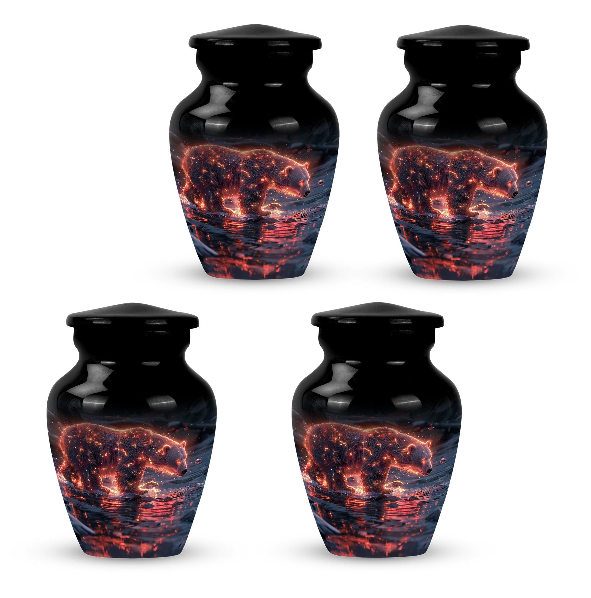 Fiery Polar Bear Urn for Funeral - Polar Bear Cremation Urn