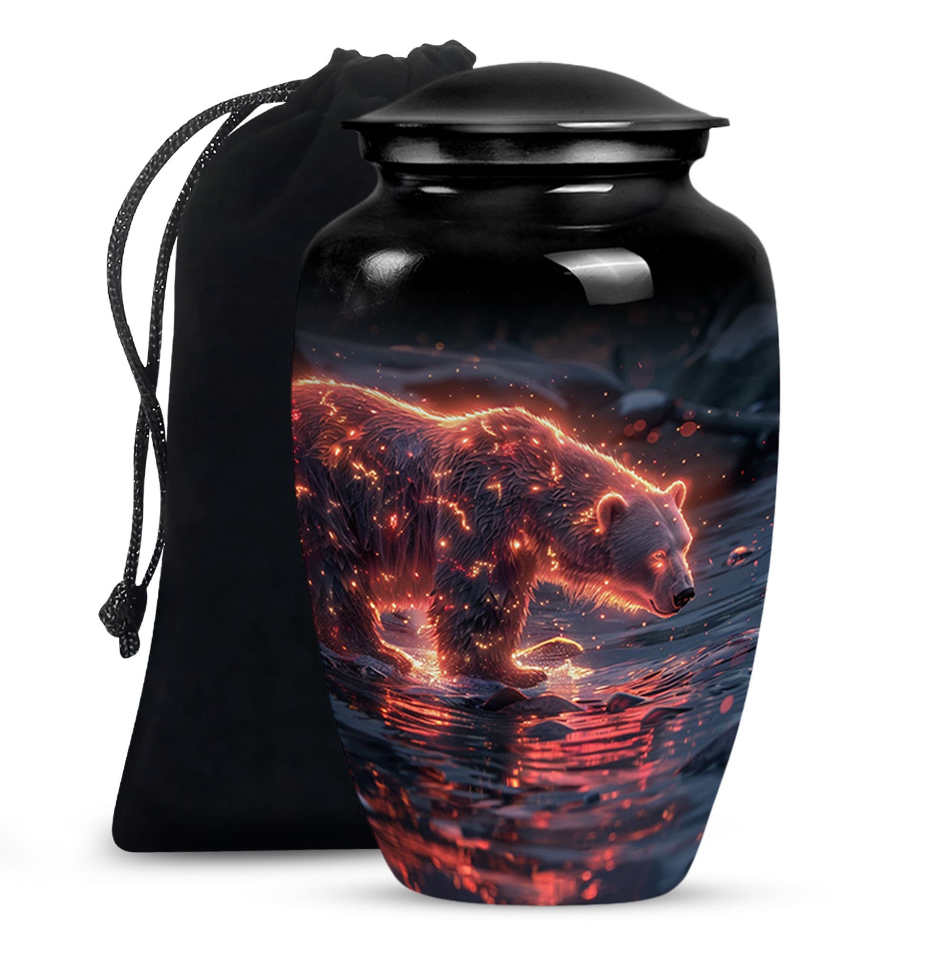 Fiery Polar Bear Urn for Funeral - Polar Bear Cremation Urn