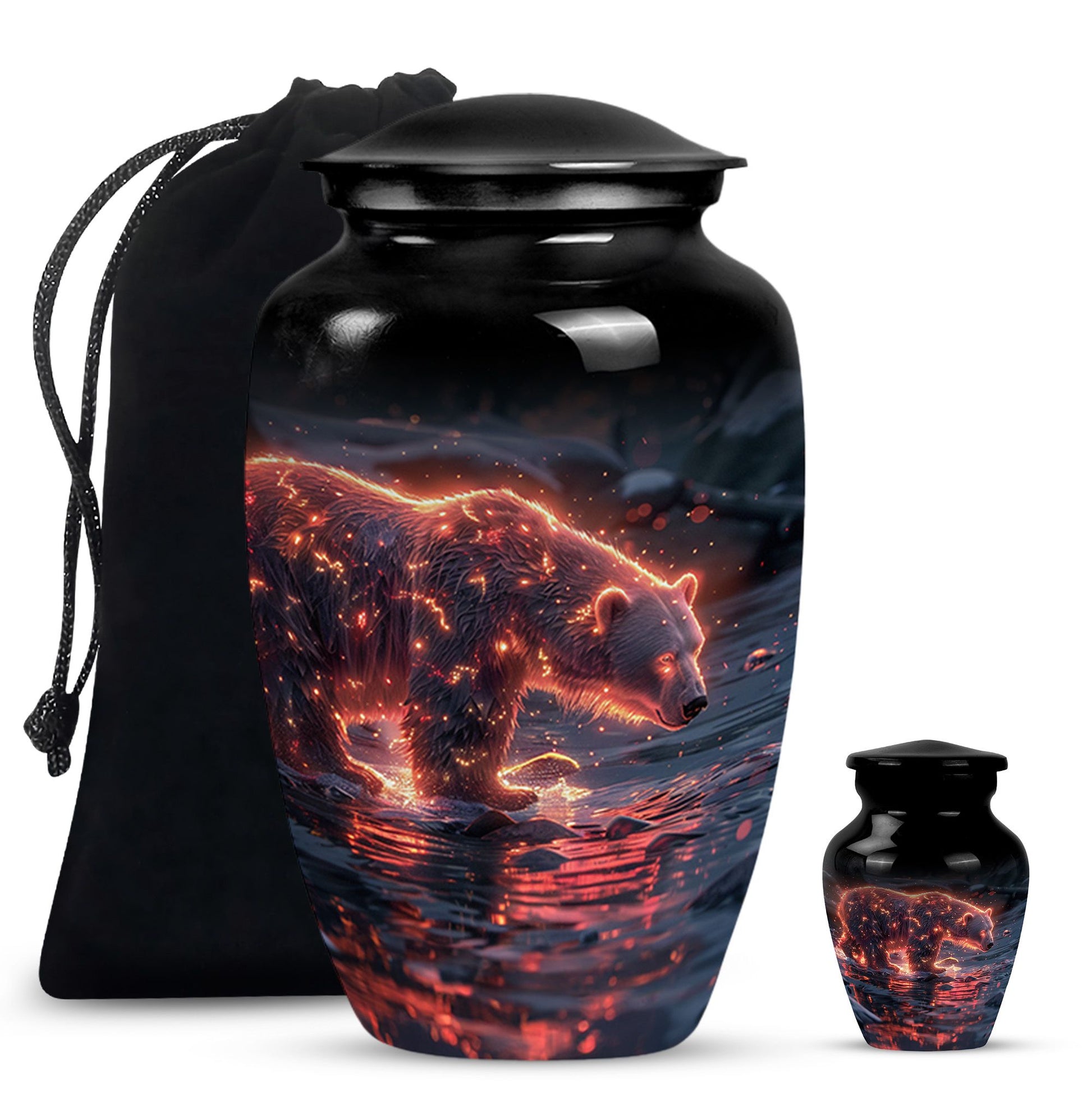 Fiery Polar Bear Urn for Funeral - Polar Bear Cremation Urn